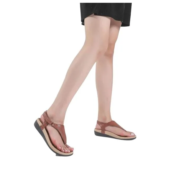 Utenag Arch Support Orthotic Adjustable Thong Sandals Faux Leather Size 40/9