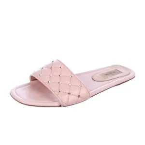 Valentino Garavani Pink Leather Rockstud Slide