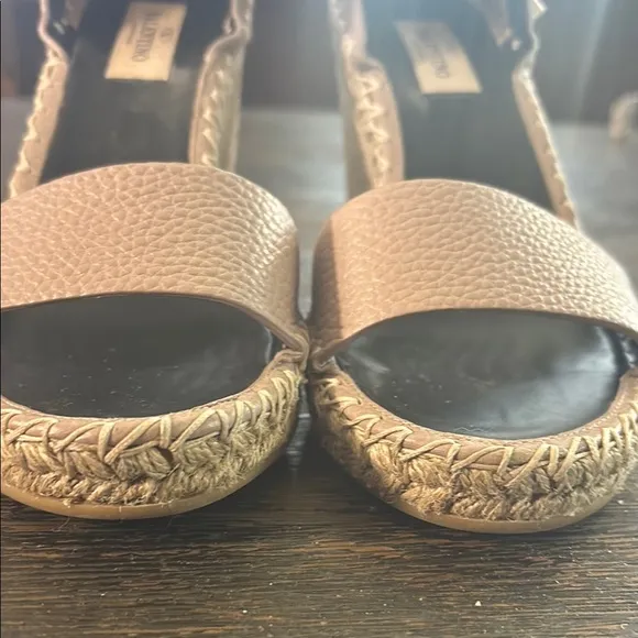 Valentino Tan Espadrille Shoes with Elegant Ankle Strap