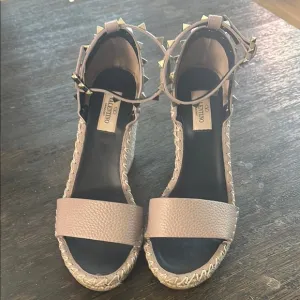 Valentino Tan Espadrille Shoes with Elegant Ankle Strap