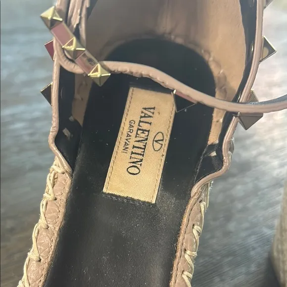 Valentino Tan Espadrille Shoes with Elegant Ankle Strap