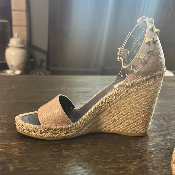 Valentino Tan Espadrille Shoes with Elegant Ankle Strap