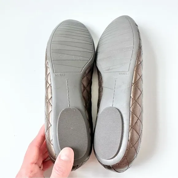 Vaneli Brown Patten Leather Toe Quilted Flats Size 8 1/2 Medium