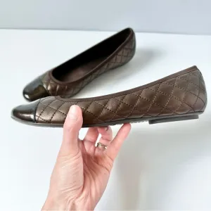 Vaneli Brown Patten Leather Toe Quilted Flats Size 8 1/2 Medium