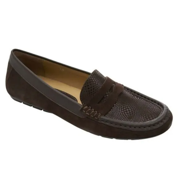 Vaneli Brown Suede, Penny Loafer Moccasin, &quot;Assia&quot; Brown, Size 8.5, New