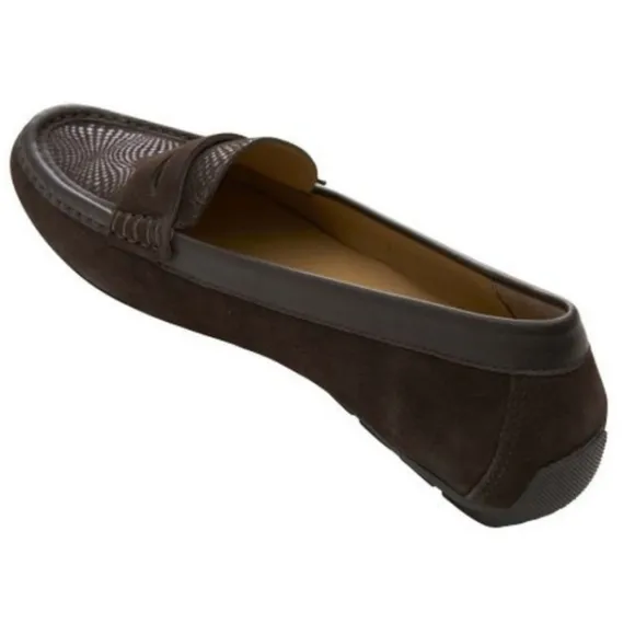 Vaneli Brown Suede, Penny Loafer Moccasin, &quot;Assia&quot; Brown, Size 8.5, New
