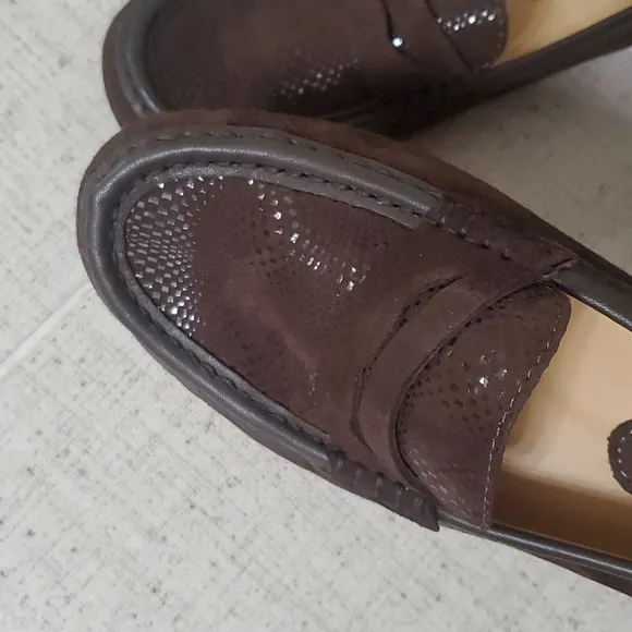 Vaneli Brown Suede, Penny Loafer Moccasin, &quot;Assia&quot; Brown, Size 8.5, New