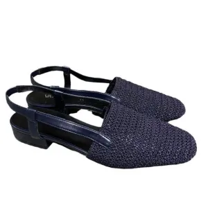 Vaneli Janet Navy Crochet Slingback Flats Size 9N NIB