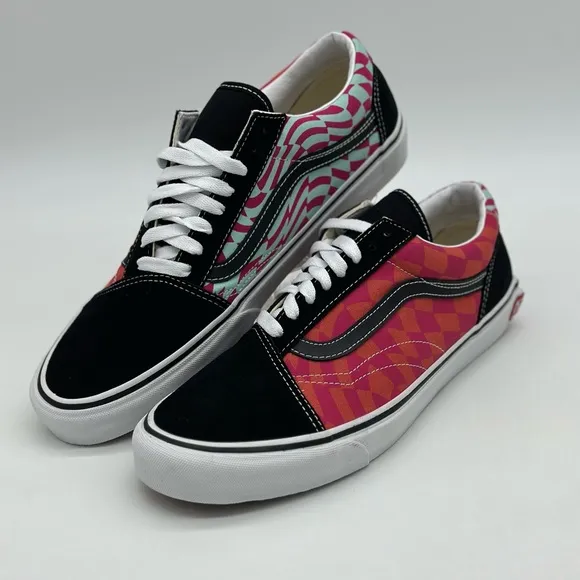 Vans Black and Pink Patterned Sneakers