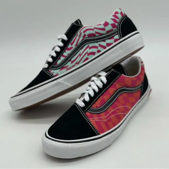 Vans Black and Pink Patterned Sneakers