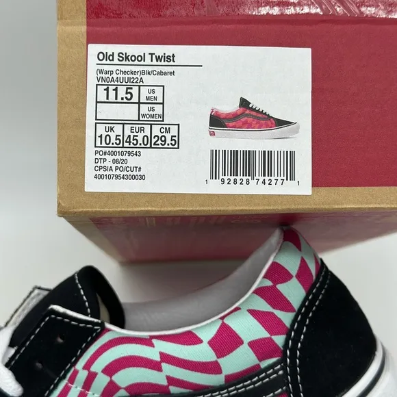 Vans Black and Pink Patterned Sneakers