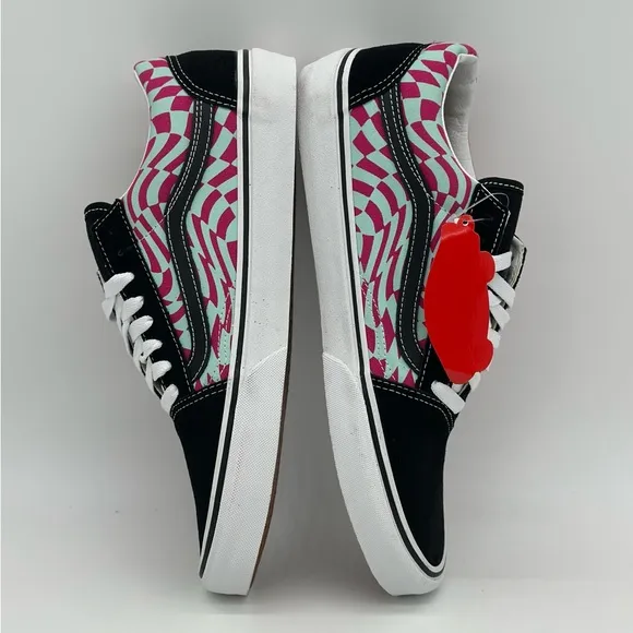 Vans Black and Pink Patterned Sneakers