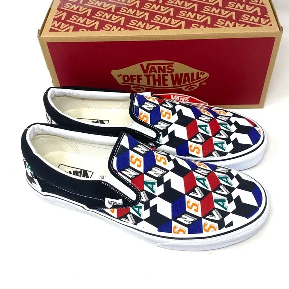VANS Classic Slip On Casual Multi Black Canvas Men’s Sneakers Skate VN0A33TB42X