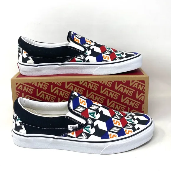 VANS Classic Slip On Casual Multi Black Canvas Men’s Sneakers Skate VN0A33TB42X