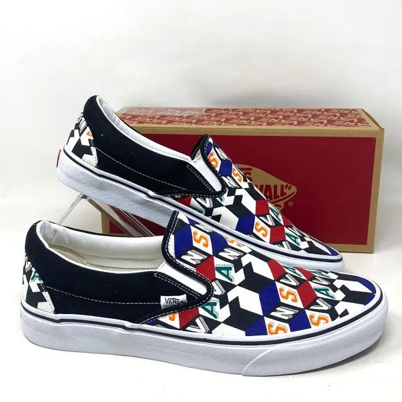 VANS Classic Slip On Casual Multi Black Canvas Men’s Sneakers Skate VN0A33TB42X