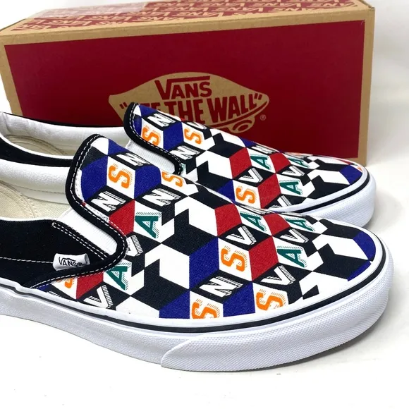 VANS Classic Slip On Casual Multi Black Canvas Men’s Sneakers Skate VN0A33TB42X
