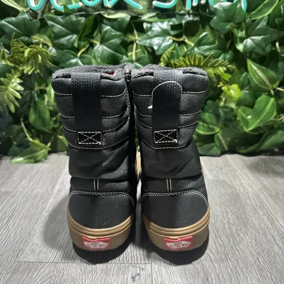 Vans Junior Slip-On Snow Vansguard Winter Boots size 4 Youth Black Gum