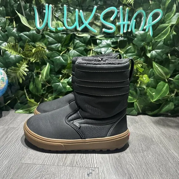 Vans Junior Slip-On Snow Vansguard Winter Boots size 4 Youth Black Gum