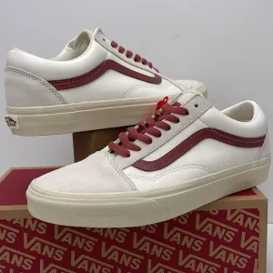 Vans Men’s White and Red Sneakers Old SkoolVintage Pop Marshmallow/VN0A4BW2R2S