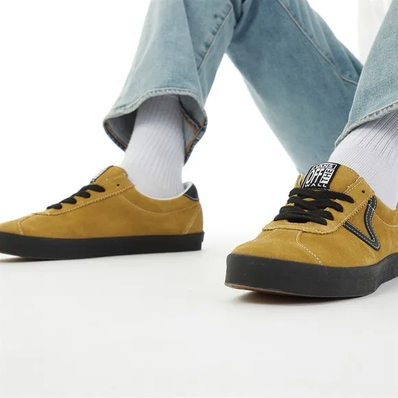 Vans Retro Mustard and Black Suede Low Top Sneakers