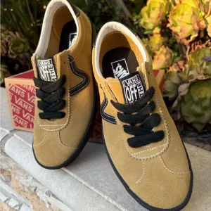 Vans Retro Mustard and Black Suede Low Top Sneakers