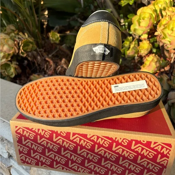 Vans Retro Mustard and Black Suede Low Top Sneakers