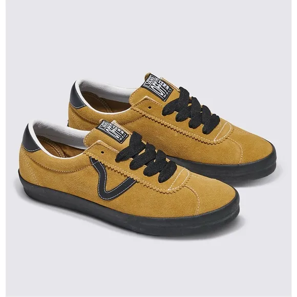 Vans Retro Mustard and Black Suede Low Top Sneakers