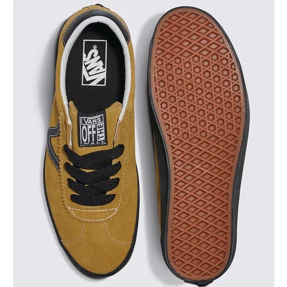 Vans Retro Mustard and Black Suede Low Top Sneakers