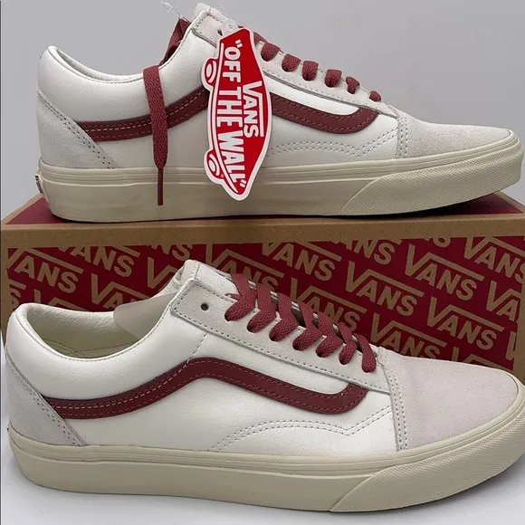 Vans WMNS White and Red Sneakers Old SkoolVintage Pop Marshmallow/TVN0A4BW2R2S