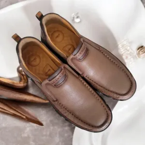 VENSHINE Slip-On Loafers  Men's Walking Lightweight &amp; Black Soles - Brown -US 11