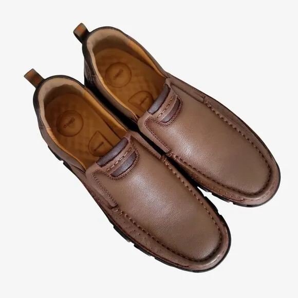 VENSHINE Slip-On Loafers  Men's Walking Lightweight &amp; Black Soles - Brown -US 11