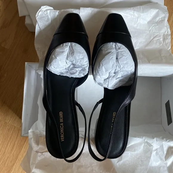 VERONICA BEARD Black Cecile Sling Back Flats Size 8.5