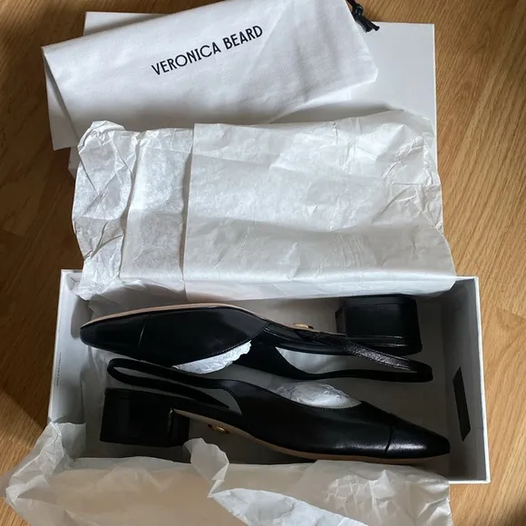 VERONICA BEARD Black Cecile Sling Back Flats Size 8.5