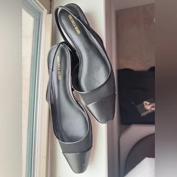 VERONICA BEARD Black Cecile Sling Back Flats