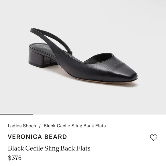 VERONICA BEARD Black Cecile Sling Back Flats