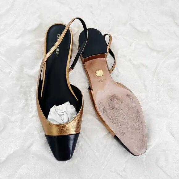 Veronica Beard  Cecile 30MM Metallic Leather Slingback Pumps