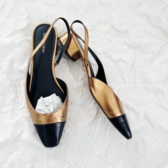 Veronica Beard  Cecile 30MM Metallic Leather Slingback Pumps