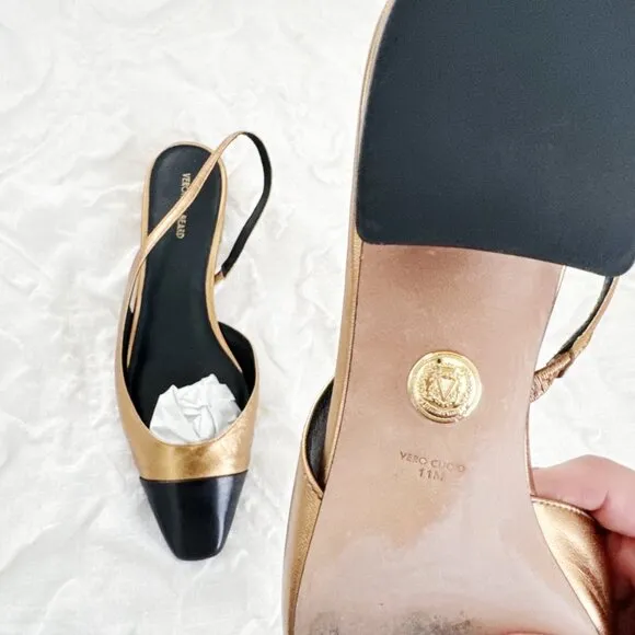 Veronica Beard  Cecile 30MM Metallic Leather Slingback Pumps