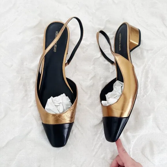 Veronica Beard  Cecile 30MM Metallic Leather Slingback Pumps