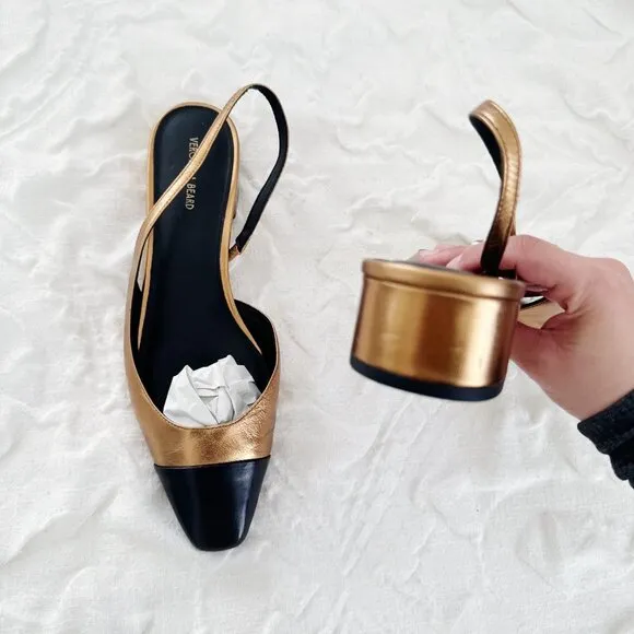 Veronica Beard  Cecile 30MM Metallic Leather Slingback Pumps