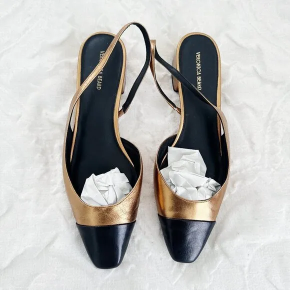 Veronica Beard  Cecile 30MM Metallic Leather Slingback Pumps