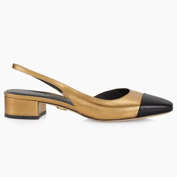 Veronica Beard  Cecile 30MM Metallic Leather Slingback Pumps