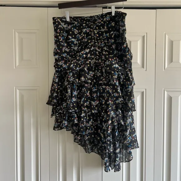 VERONICA BEARD Cella Metallic Floral Print Midi Skirt In Black/gold