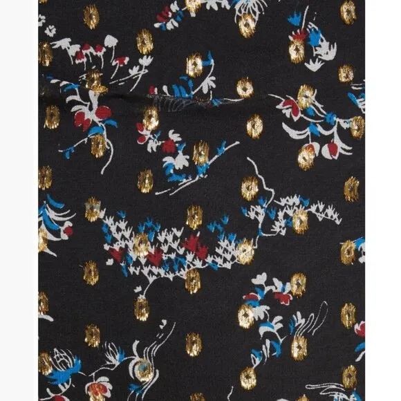 VERONICA BEARD Cella Metallic Floral Print Midi Skirt In Black/gold