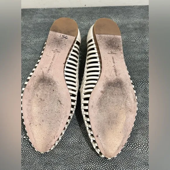 Veronica Beard Cream Leather Loafers with Woven Design
