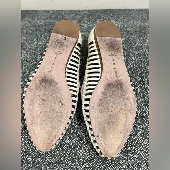 Veronica Beard Cream Leather Loafers with Woven Design