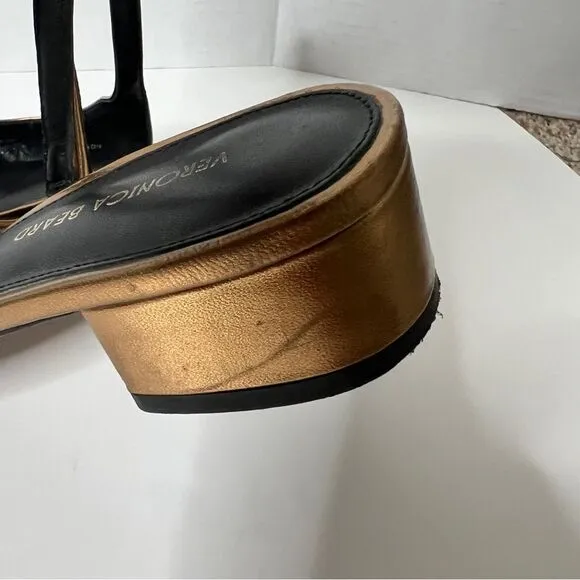 Veronica Beard Women's Cecile Leather Metallic Cap Toe Sling Back Pumps Size 6
