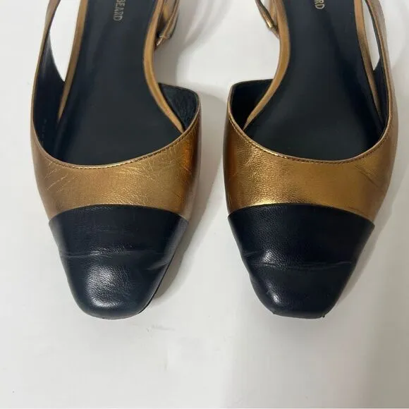 Veronica Beard Women's Cecile Leather Metallic Cap Toe Sling Back Pumps Size 6