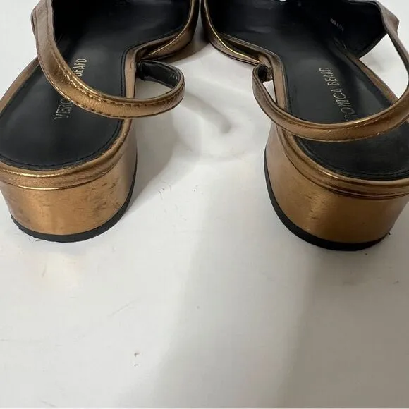 Veronica Beard Women's Cecile Leather Metallic Cap Toe Sling Back Pumps Size 6