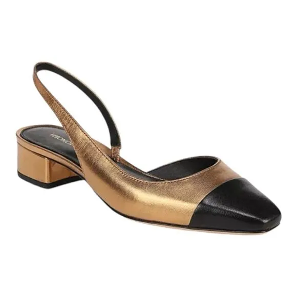 Veronica Beard Women's Cecile Leather Metallic Cap Toe Sling Back Pumps Size 6